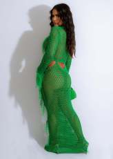 Knits Hollow Out Tassel Sequin Beach Maxi Dress CM-8691