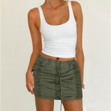 Casual Solid Color Pleated Skirts ASL-6688