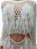 Knits Hollow Out Tassel Sequin Beach Maxi Dress CM-8691