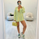Stripe Long Sleeve Shirts Two Piece Shorts Set YNSF-2610