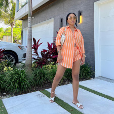 Fashion Stripe Print Shirts And Shorts 2 Piece Set HMS-5578