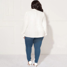 Plus Size Solid Lapel Long Sleeve Small Blazer Jacket NNWF-7899