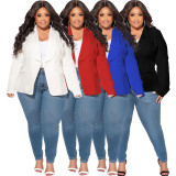 Plus Size Solid Lapel Long Sleeve Small Blazer Jacket NNWF-7899