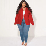 Plus Size Solid Lapel Long Sleeve Small Blazer Jacket NNWF-7899