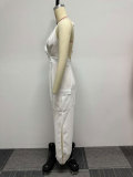 Plus Size Sexy Halter Hollow Out Tight Slit Jumpsuit NY-10542