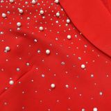 Solid Bubble Bead Lapel Long Sleeve Blazer BY-6590