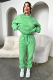 Solid Long Sleeve Hooded Plush Sweatshirt 2 Piece Set SSNF-211333