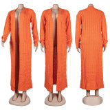 Solid Color Long Sleeve Long Sweater Cardigan FSXF-380
