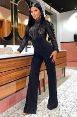 Solid Lace Tassel See Through Patchwork Jumpsuit ME-8417
