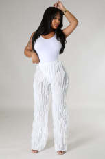 Solid See Through High Waist Loose Pants ME-8420