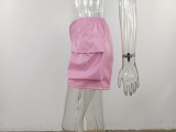 Solid Color Pocket PU Leather Short MUE-M7951