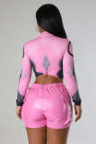 Solid Color Pocket PU Leather Short MUE-M7951