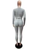 Solid Knit Sweater Slim Cardigan Three Piece Set QXTF-8207