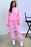 Solid Long Sleeve Hooded Plush Sweatshirt 2 Piece Set SSNF-211333