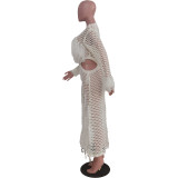 Knit Hollow Out Tassel Beach Dress TR-1275