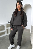 Solid Long Sleeve Hooded Plush Sweatshirt 2 Piece Set SSNF-211333