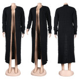Solid Color Long Sleeve Long Sweater Cardigan FSXF-380