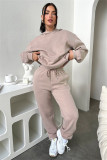 Solid Long Sleeve Hooded Plush Sweatshirt 2 Piece Set SSNF-211333