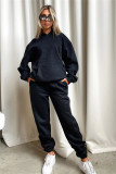 Solid Long Sleeve Hooded Plush Sweatshirt 2 Piece Set SSNF-211333
