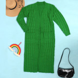 Solid Color Long Sleeve Long Sweater Cardigan FSXF-380