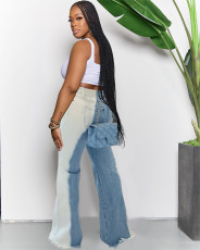 Gradient Color Blocking Micro Flared Jeans ME-8418