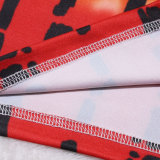 Plus Size Color Block Print Sport Two Piece Shorts Set HNIF-027