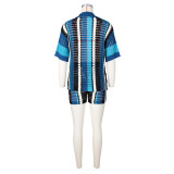 Contrast Color Hollow Out Knit Two Piece Shorts Set ZSD-0286
