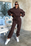 Solid Long Sleeve Hooded Plush Sweatshirt 2 Piece Set SSNF-211333