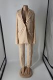 Solid Color Long Sleeve Blazer Office Two Piece Set AIL-249