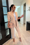 Solid Color Long Sleeve Blazer Office Two Piece Set AIL-249