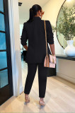 Solid Color Long Sleeve Blazer Office Two Piece Set AIL-249