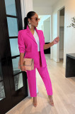 Solid Color Long Sleeve Blazer Office Two Piece Set AIL-249
