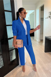 Solid Color Long Sleeve Blazer Office Two Piece Set AIL-249