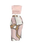 Plus Size Sleeveless Crop Tops And Skirt 2 Piece Set SH-390480