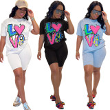 Casual Print Sport Short Sleeve Two Piece Set SH-390667