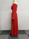 Plus Size Lantern Sleeve One Shoulder Two Piece Skirt Set NY-10546