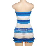 Color Blocking Backless Knits Tube Tops Dress DLSF-W23D29697