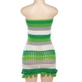 Color Blocking Backless Knits Tube Tops Dress DLSF-W23D29697