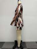 Plus Size Print Long Sleeve Blazer Two Piece Shorts Set NY-K2796