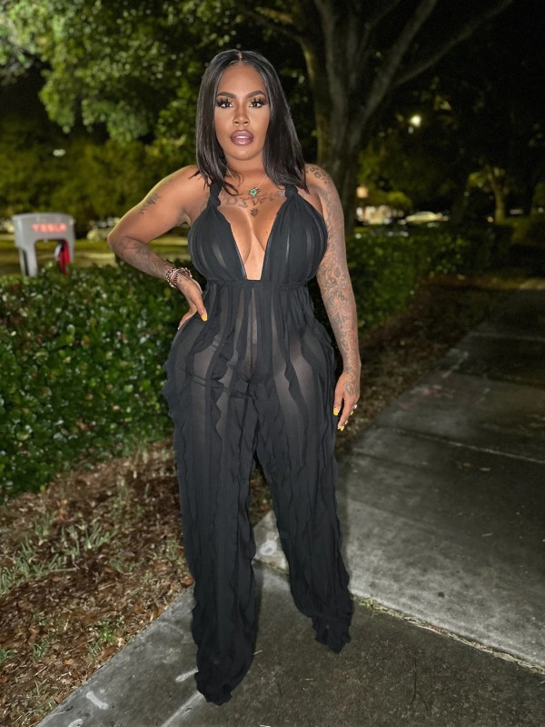 Sexy Wrap Chest Halter High Waist Jumpsuit GFDY-1261