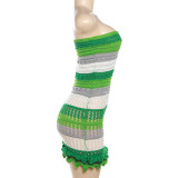 Color Blocking Backless Knits Tube Tops Dress DLSF-W23D29697