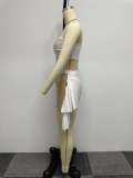 Mesh Splicing See Through Solid Wrap Chest Swimsuit 3-Piece Set NY-K2803