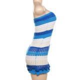 Color Blocking Backless Knits Tube Tops Dress DLSF-W23D29697