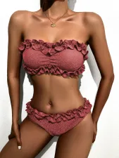 Sexy Solid Color Tube Tops Bikinis 2 Piece Set CASF-6609