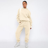 Solid Color Hooded Sweatshirts Two Piece Pants Set SSNF-211337