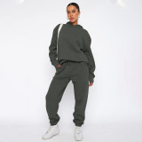 Solid Color Hooded Sweatshirts Two Piece Pants Set SSNF-211337