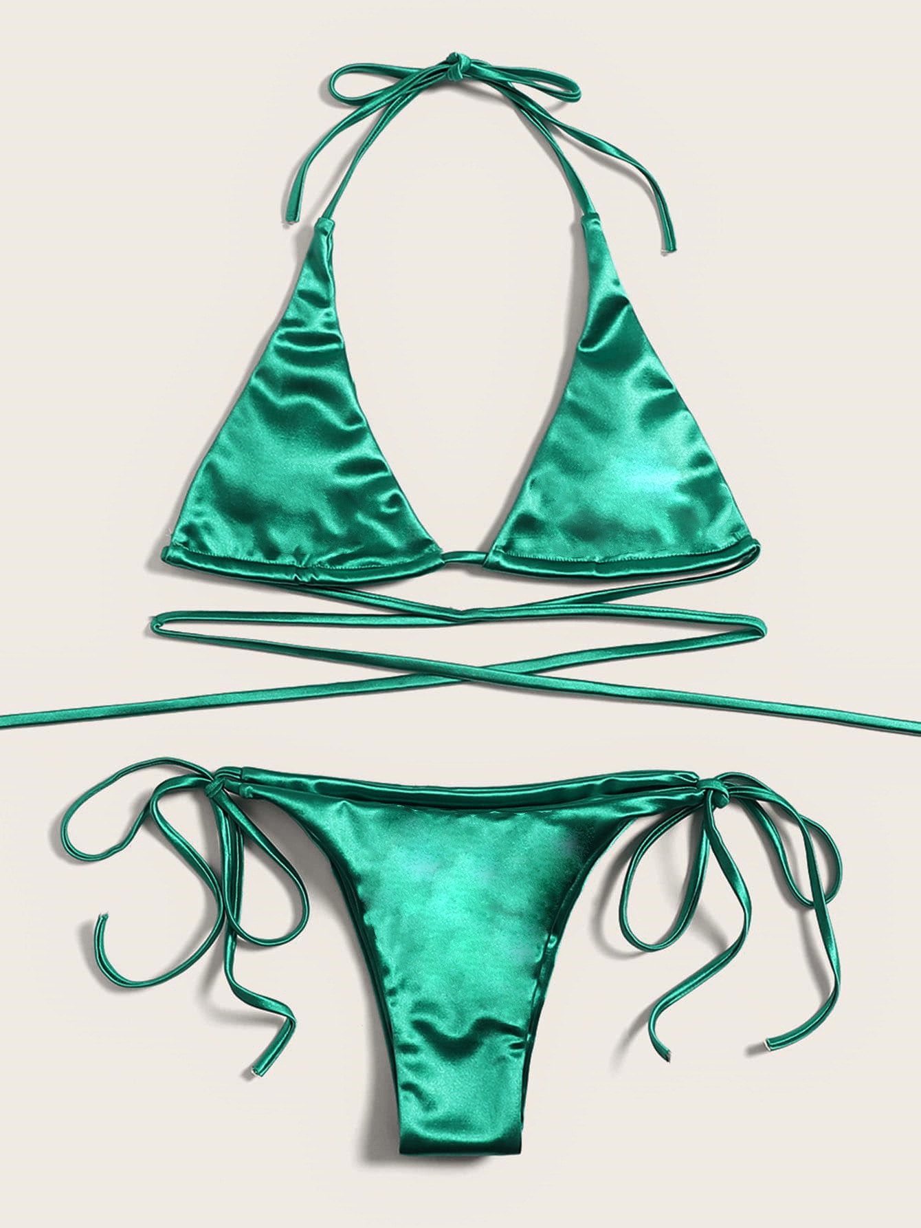 2026 Solid Color Sexy Bandage Bikinis Two Piece Swimsuit CASF-6603 | DF ...