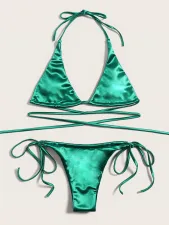 Solid Color Sexy Bandage Bikinis Two Piece Swimsuit CASF-6603