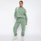 Solid Color Hooded Sweatshirts Two Piece Pants Set SSNF-211337