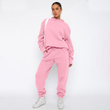 Solid Color Hooded Sweatshirts Two Piece Pants Set SSNF-211337